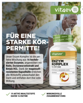 Preview: Enzym Komplex - 16 Enzyme - 180 Kapseln