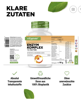 Preview: Enzym Komplex - 16 Enzyme - 180 Kapseln